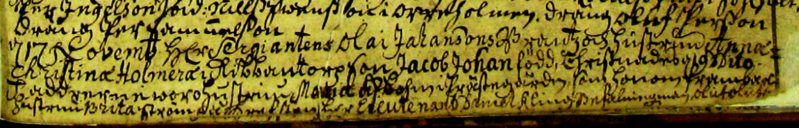 Udsnit af kirkebog, Daab af Jacob Johan Brandt